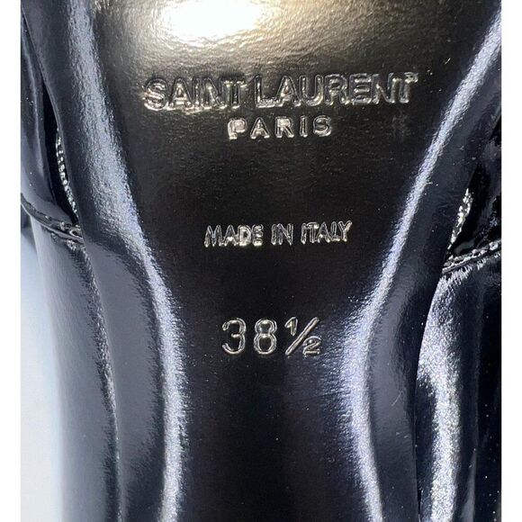 NEW SAINT LAURENT Black Glossy PVC & Patent Leather Knee High Boots Size EU38.5 - Picture 8 of 8